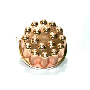 Copper Tone Aluminum Jello Mold 4 Cups Kitchen Wall Deco Fluted Bumps Hanging EC